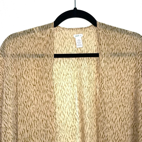 aerie Tan & Brown Animal Print Open Front Semi-sheer Kimono One Size Women’s - Picture 2 of 11